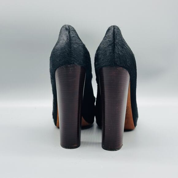 Brian Atwood Shoes Womens 9.5 Black Block Heel Round Toe Pony Hair Italy - Picture 7 of 13